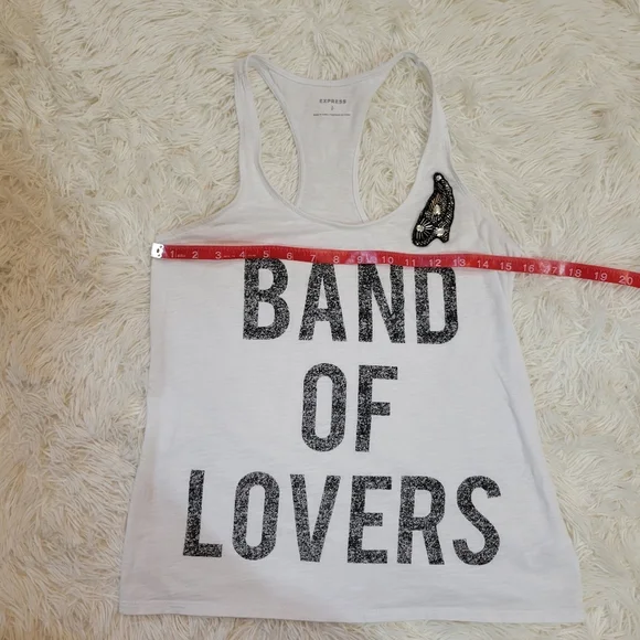 Express Women Racerback White Band of Lovers Tank top size Small - Picture 3 of 6